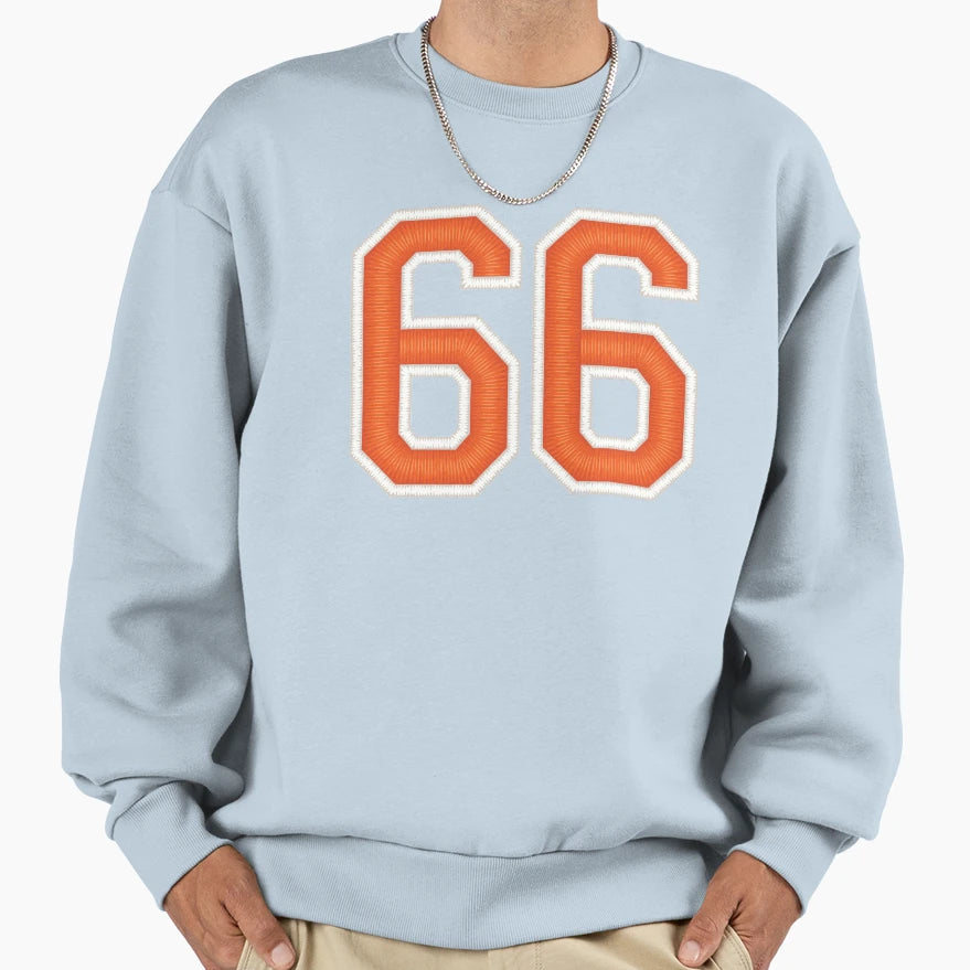 Sports Number 66 Jersey Sixty Sweatshirt - Fun Novelty Design for Adults - T-Shirt, Sweatshirt, Hoodie