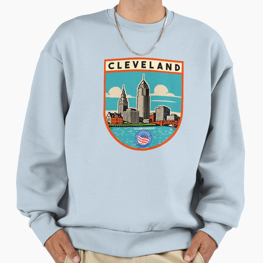 Cleveland Travel Decal Sweatshirt - Minimalist Print for Adults - T-Shirt, Sweatshirt, Hoodie