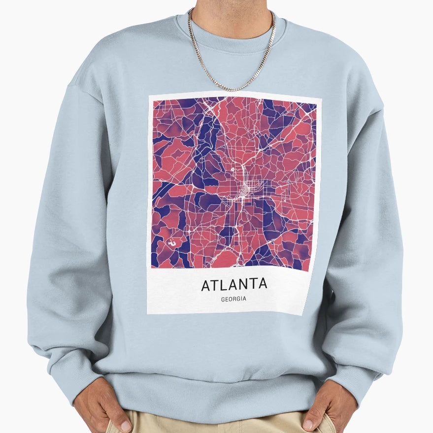 Atlanta Georgia Named City Map Sweatshirt - Fun Novelty Design for Adults - T-Shirt, Sweatshirt, Hoodie