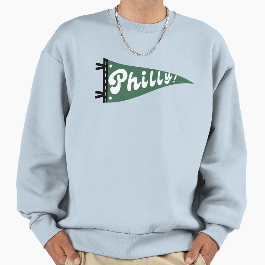 Philadelphia Banner Sweatshirt - Minimalist Print for Adults - T-Shirt, Sweatshirt, Hoodie