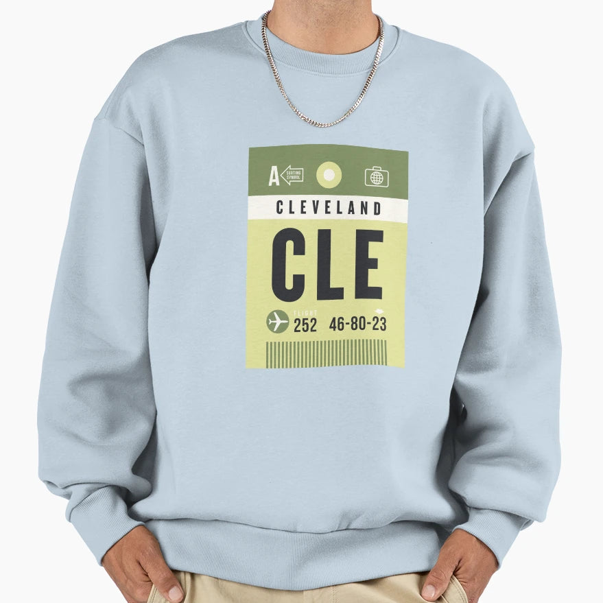 Luggage Tag Cle Cleveland Usa Sweatshirt - Trendy Graphic Men Women - T-Shirt, Sweatshirt, Hoodie