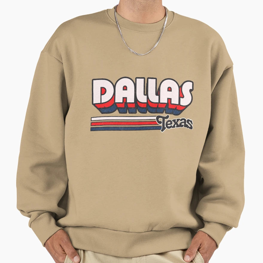Dallas Tx City Stripes Sweatshirt - Casual Everyday Wear Unisex - T-Shirt, Sweatshirt, Hoodie