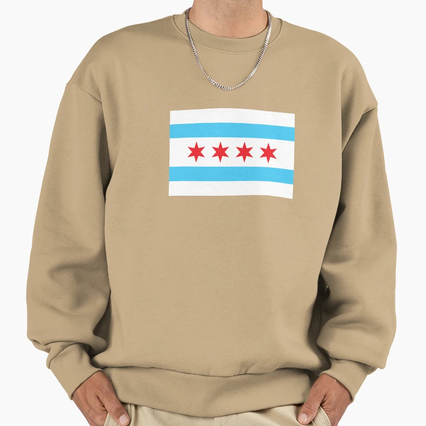 Chicago Flag Sweatshirt - Aesthetic Graphic Men Women - T-Shirt, Sweatshirt, Hoodie
