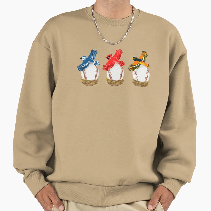 Play Ball Blue Jay Cardinal Oriole Sweatshirt - Graphic Print Unisex - T-Shirt, Sweatshirt, Hoodie