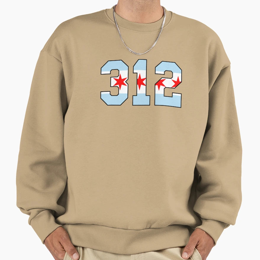 Chicago Flag Area Code Sweatshirt - Trendy Graphic Men Women - T-Shirt, Sweatshirt, Hoodie