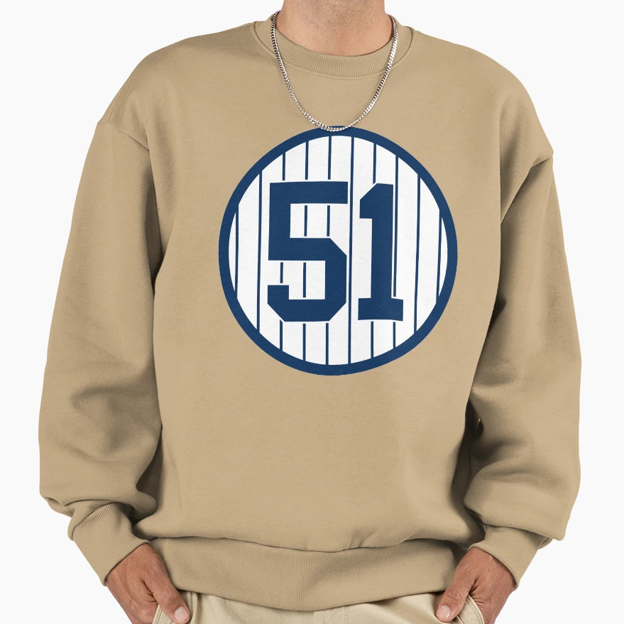Bernie Williams 51 Jersey Number Sweatshirt - Aesthetic Graphic for Adults - T-Shirt, Sweatshirt, Hoodie