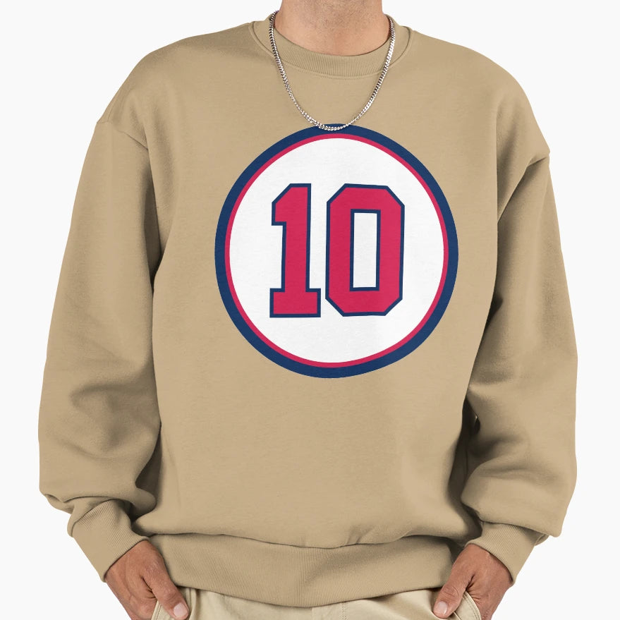 Chipper Jones 10 Jersey Number Sweatshirt - Minimalist Print for Adults - T-Shirt, Sweatshirt, Hoodie