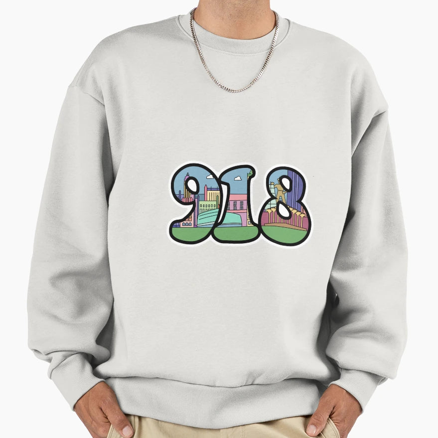Tulsa 918 Area Code Skyline Sweatshirt - Minimalist Print Unisex - T-Shirt, Sweatshirt, Hoodie