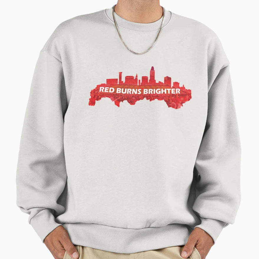 Nebraska Red Burns Brighter Sweatshirt - Minimalist Print Men Women - T-Shirt, Sweatshirt, Hoodie