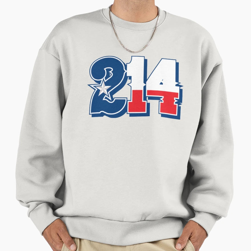 Baseball Arlington 214 Area Code Sweatshirt - Novelty Apparel for Adults - T-Shirt, Sweatshirt, Hoodie