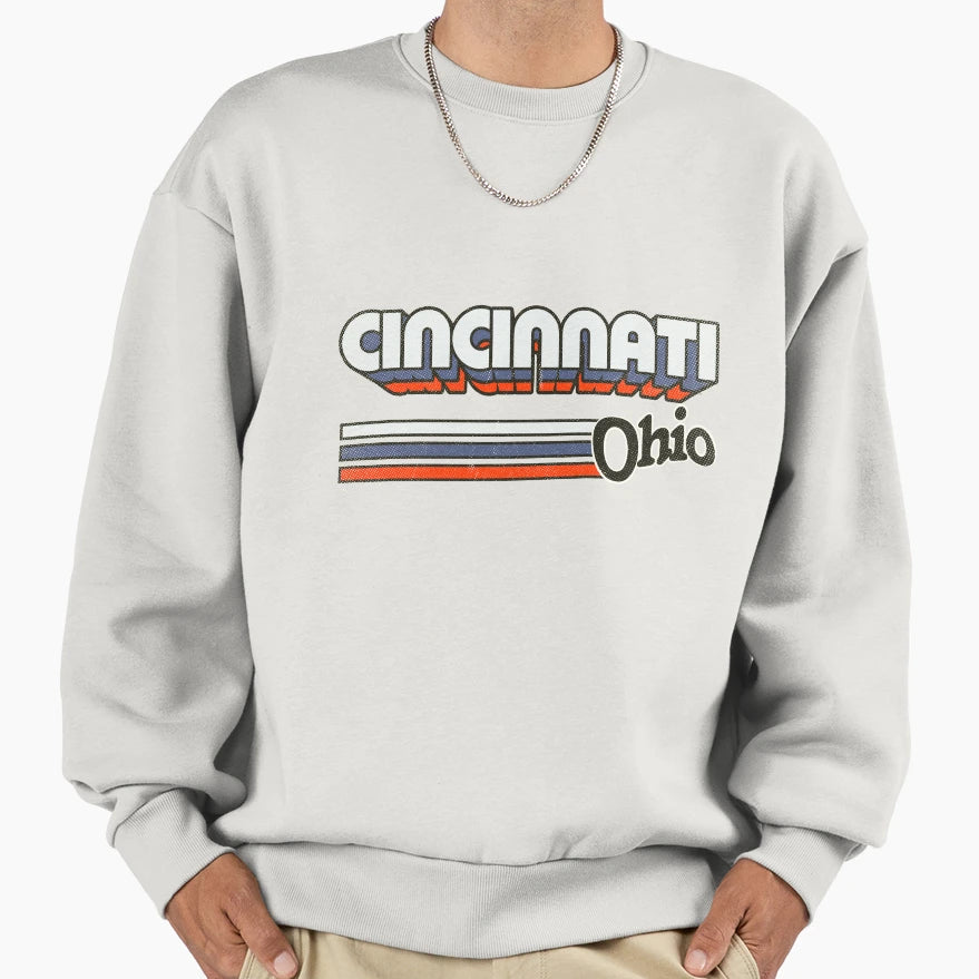 Cincinnati Oh City Stripes Sweatshirt - Novelty Apparel Unisex - T-Shirt, Sweatshirt, Hoodie