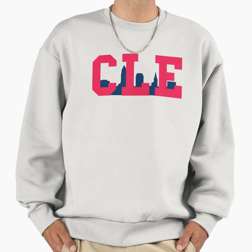 Cle Skyline Baseball Sweatshirt - Casual Everyday Wear Men Women - T-Shirt, Sweatshirt, Hoodie