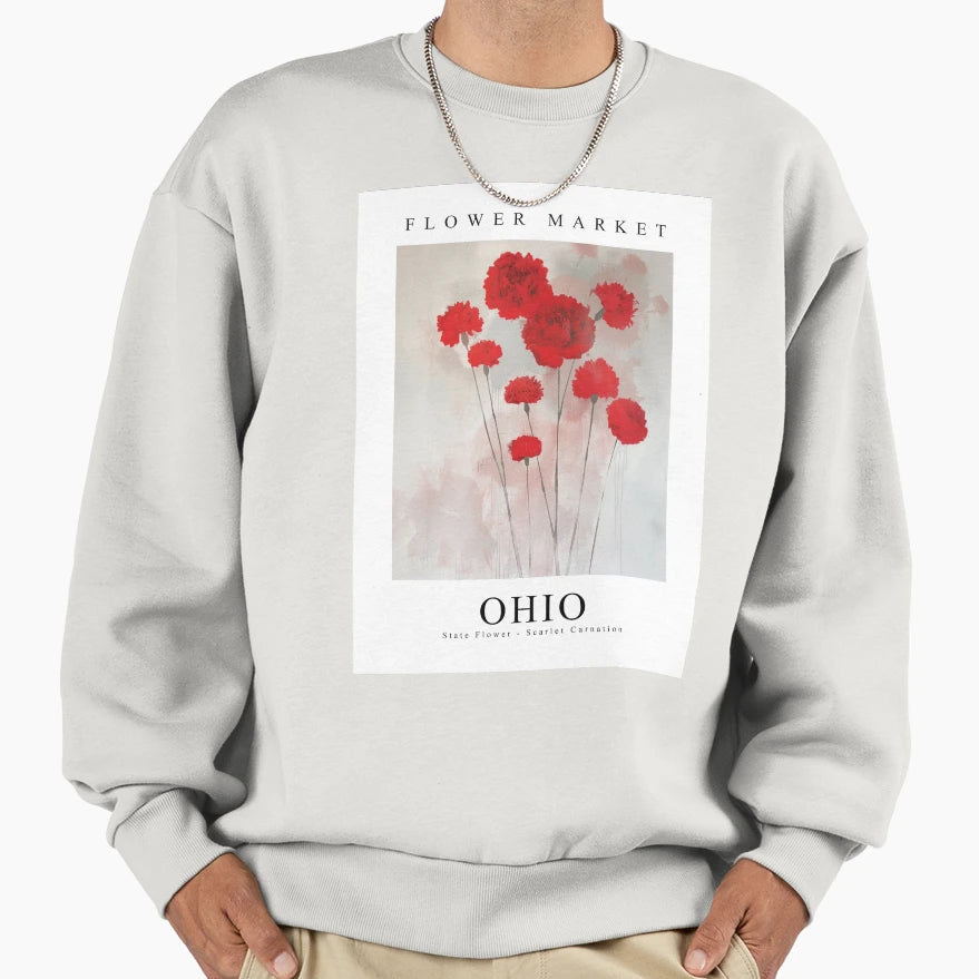 Ohio State Flower Scarlet Sweatshirt - Streetwear Style for Adults - T-Shirt, Sweatshirt, Hoodie