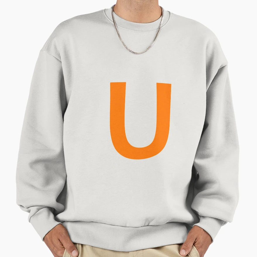 Orange Color Letter U Sweatshirt - Fun Novelty Design for Adults - T-Shirt, Sweatshirt, Hoodie