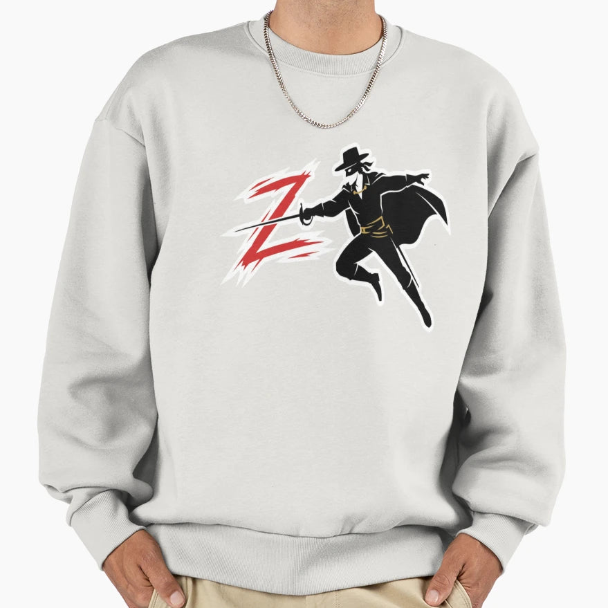 Zorro Dynamic Z Sword Slash Art Sweatshirt - Aesthetic Graphic Unisex - T-Shirt, Sweatshirt, Hoodie
