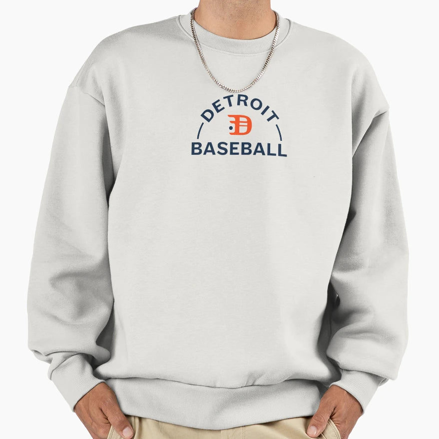 Detroit Baseball Badge Blue Orange Sweatshirt - Streetwear Style for Adults - T-Shirt, Sweatshirt, Hoodie