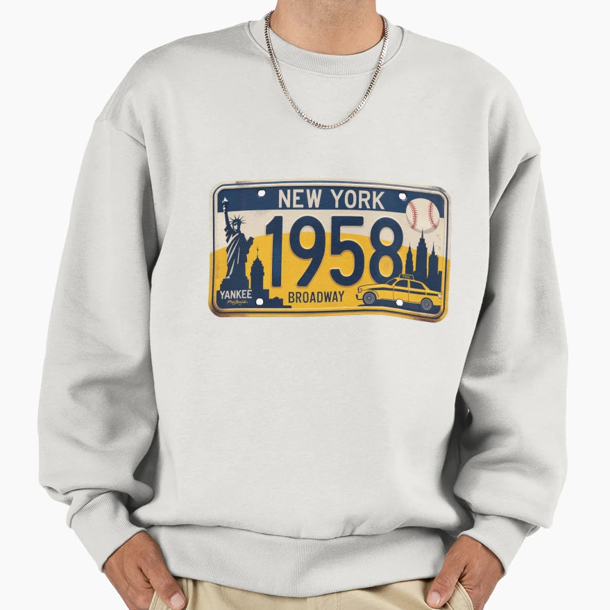 New York License Plate Sweatshirt - Graphic Print Unisex - T-Shirt, Sweatshirt, Hoodie