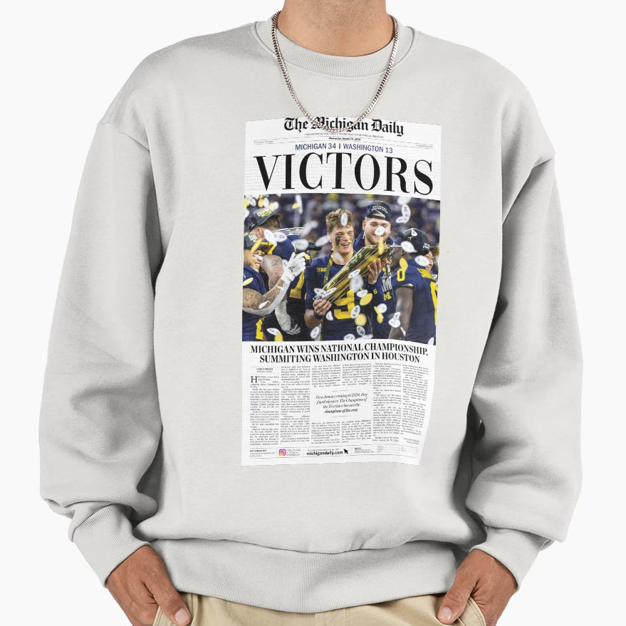 Michigan Daily Front Cover 1 10 24 Sweatshirt - Novelty Apparel for Adults - T-Shirt, Sweatshirt, Hoodie