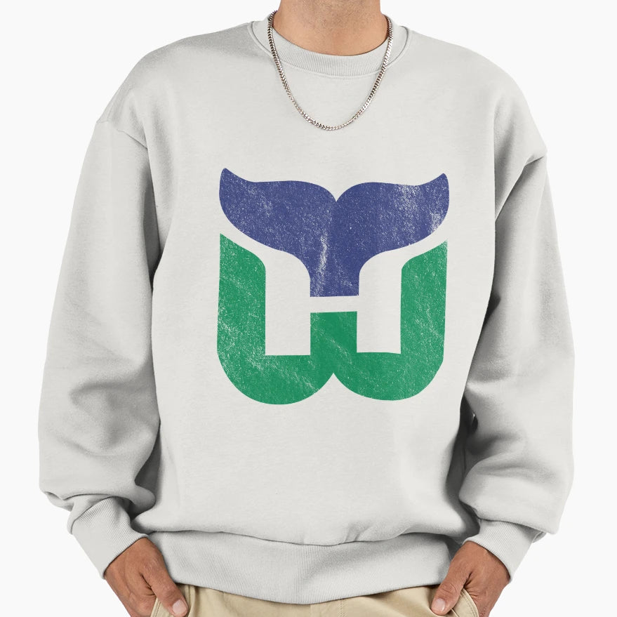 Hartford Whalers Worn Logo Sweatshirt - Fun Novelty Design Unisex - T-Shirt, Sweatshirt, Hoodie