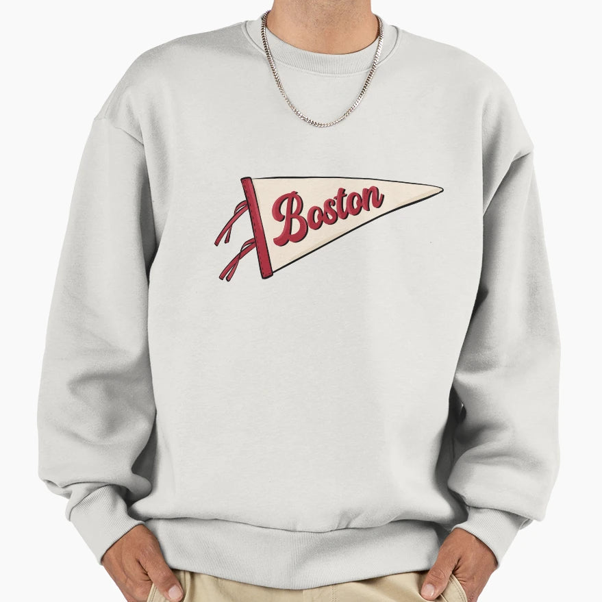 Boston Pennant Flag Sweatshirt - Trendy Graphic Unisex - T-Shirt, Sweatshirt, Hoodie