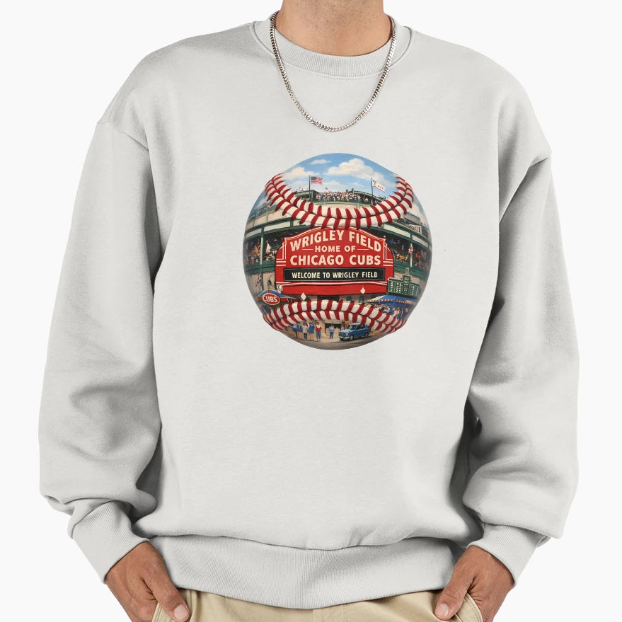 Wrigley Field Baseball Art Sweatshirt - Streetwear Style Men Women - T-Shirt, Sweatshirt, Hoodie