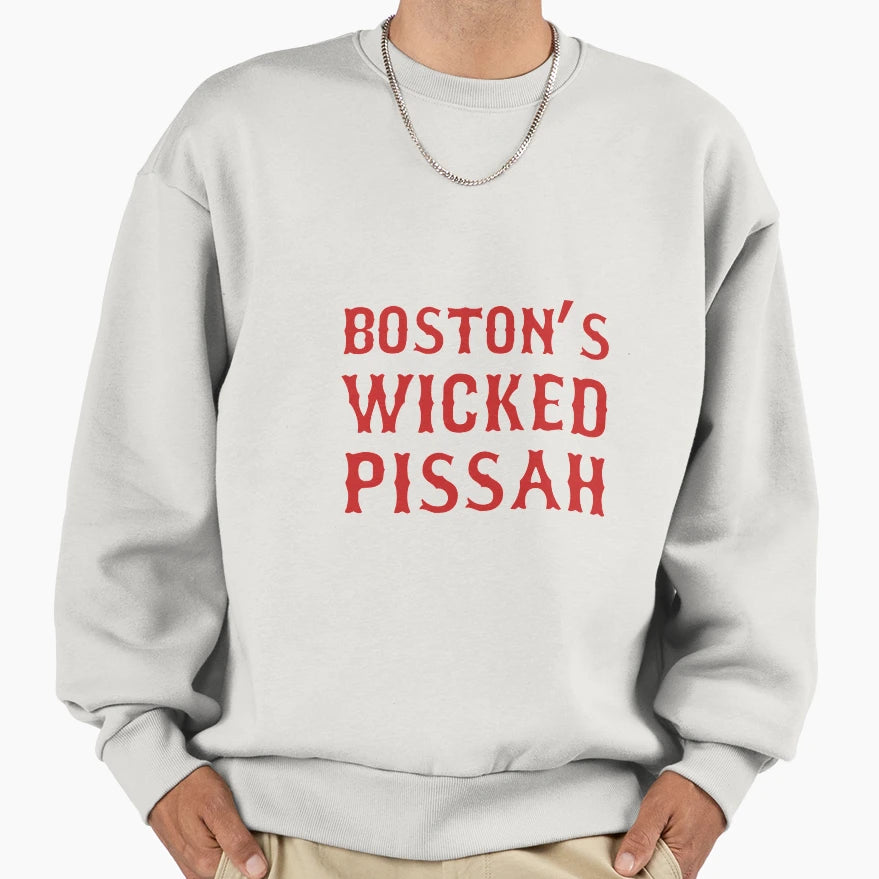 Boston Wicked Pissah Red Sweatshirt - Trendy Graphic Men Women - T-Shirt, Sweatshirt, Hoodie