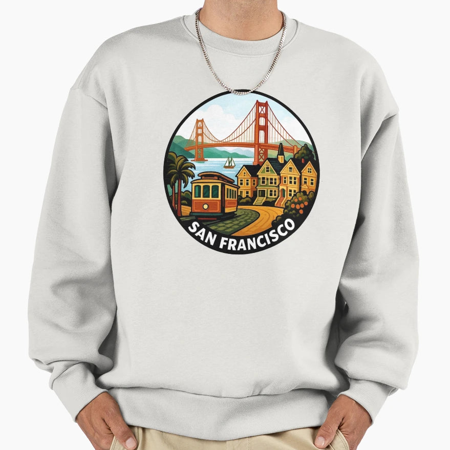 San Francisco California Golden Sweatshirt - Custom Art Print Men Women - T-Shirt, Sweatshirt, Hoodie