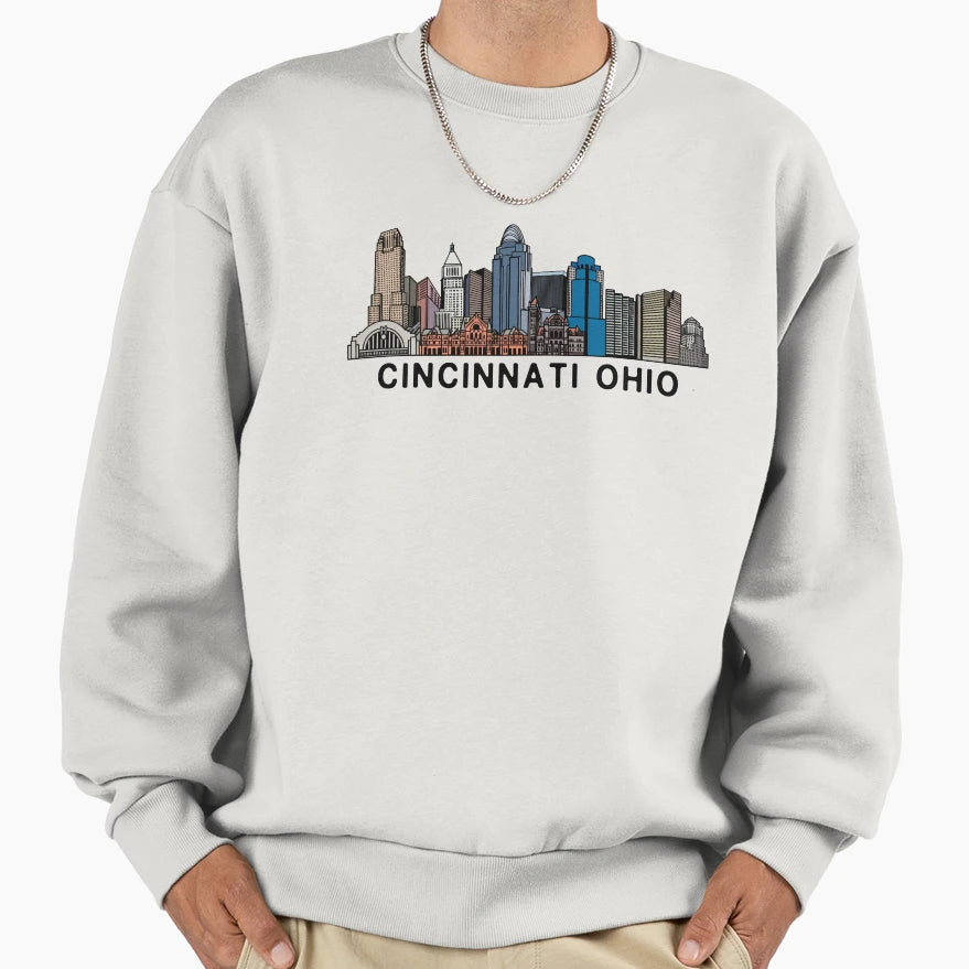 Cincinnati Skyline Sweatshirt - Streetwear Style Men Women - T-Shirt, Sweatshirt, Hoodie