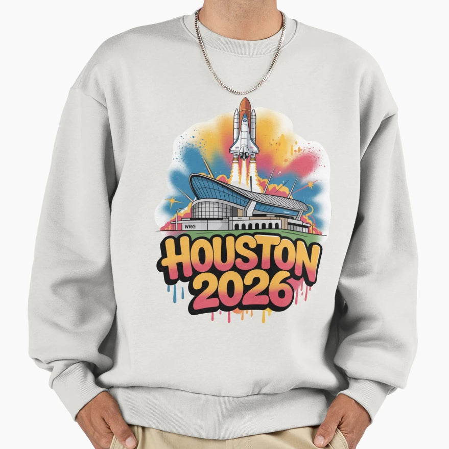 Houston 2026 Space Shuttle Football V3 T-Shirt - Unique Graphic Unisex - T-Shirt, Sweatshirt, Hoodie