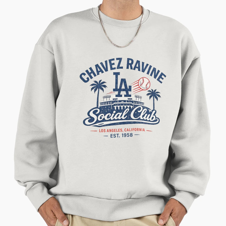 Chavez Ravine Social Club Los Angeles T-Shirt - Aesthetic Graphic Unisex - T-Shirt, Sweatshirt, Hoodie