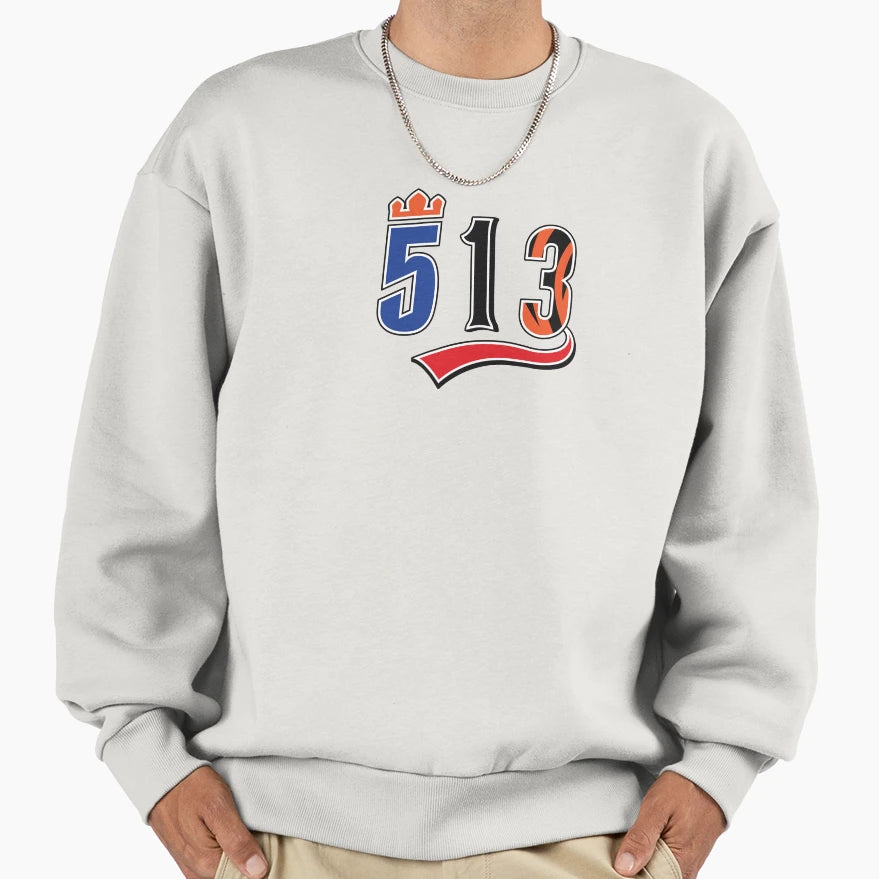 Cincinnati Sports 513 Area Code Sweatshirt - Casual Everyday Wear Men Women - T-Shirt, Sweatshirt, Hoodie