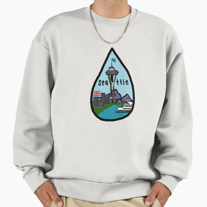 Seattle Rain Drop Sweatshirt - Aesthetic Graphic for Adults - T-Shirt, Sweatshirt, Hoodie