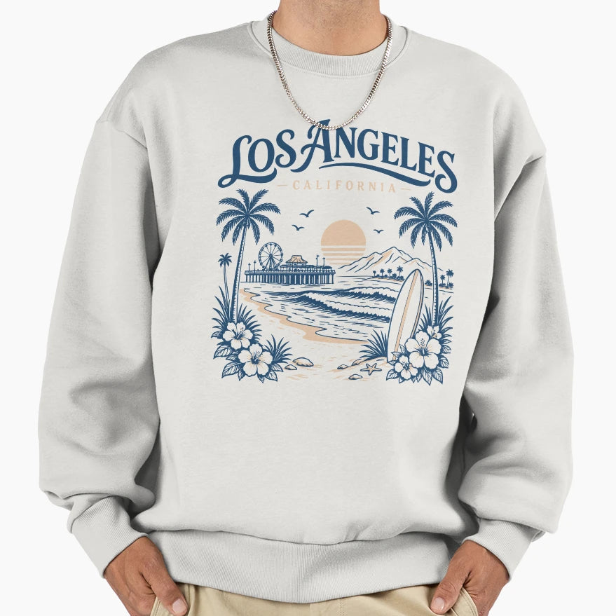 Los Angeles California Beach Coastal Sweatshirt - Unique Graphic Men Women - T-Shirt, Sweatshirt, Hoodie