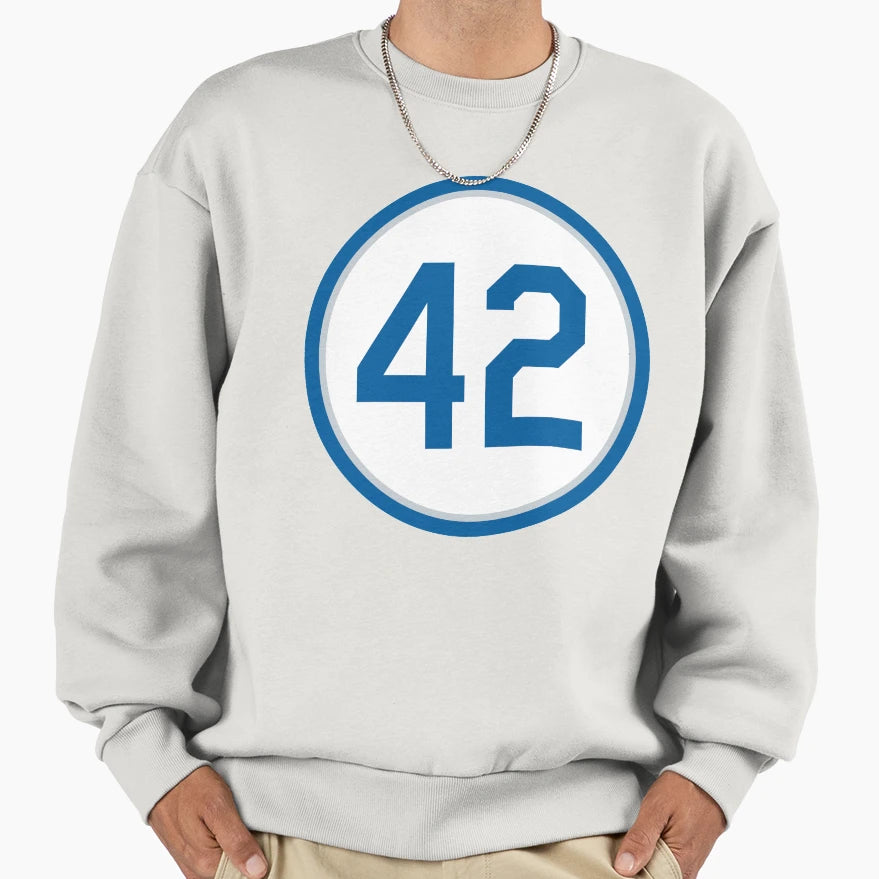Jackie Robinson 42 Jersey Number Sweatshirt - Novelty Apparel for Adults - T-Shirt, Sweatshirt, Hoodie