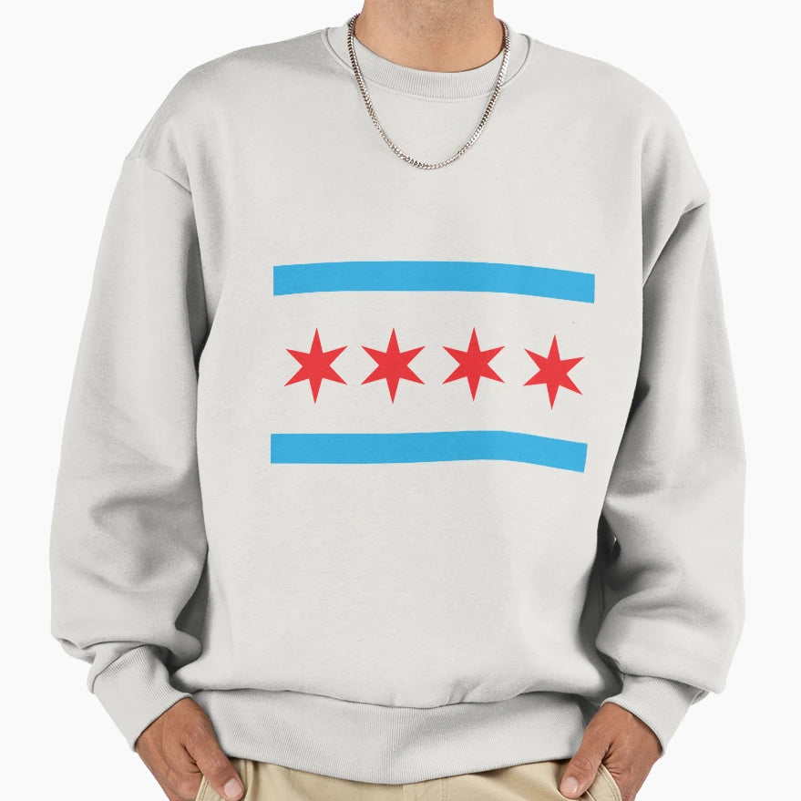 Chicago Flag Sweatshirt - Aesthetic Graphic Unisex - T-Shirt, Sweatshirt, Hoodie
