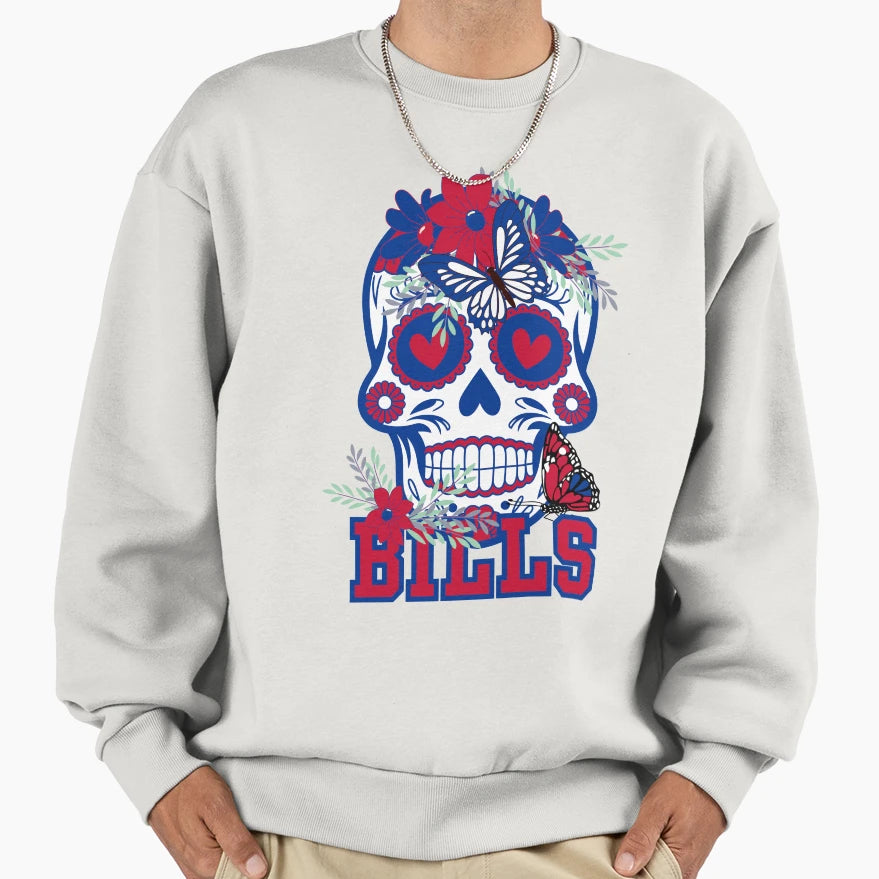 Buffalo Bills Scull Sweatshirt - Streetwear Style Unisex - T-Shirt, Sweatshirt, Hoodie