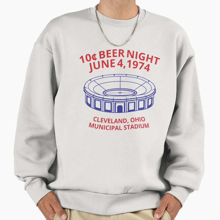 Cleveland Baseball 10 Cent Beer Sweatshirt - Fun Novelty Design for Adults - T-Shirt, Sweatshirt, Hoodie