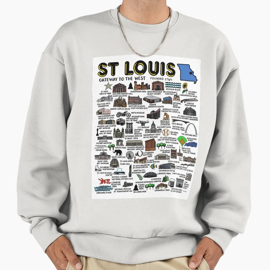 St Louis Map Sweatshirt - Minimalist Print for Adults - T-Shirt, Sweatshirt, Hoodie