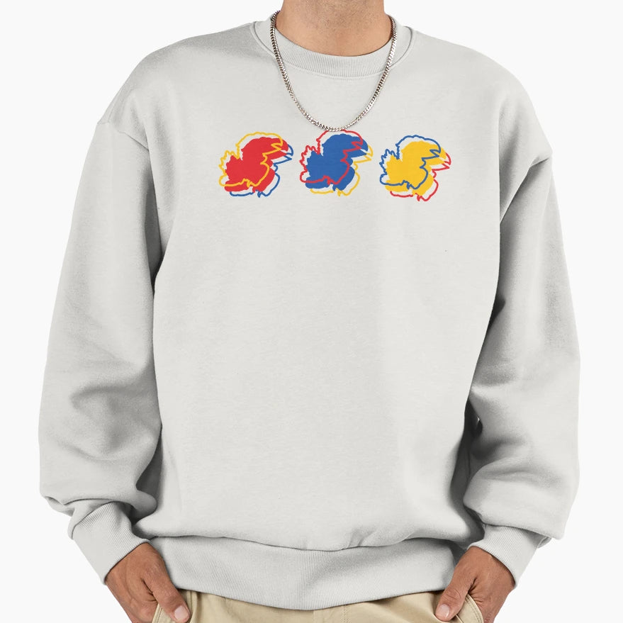 Ku Jayhawks Pattern White Sweatshirt - Casual Everyday Wear for Adults - T-Shirt, Sweatshirt, Hoodie