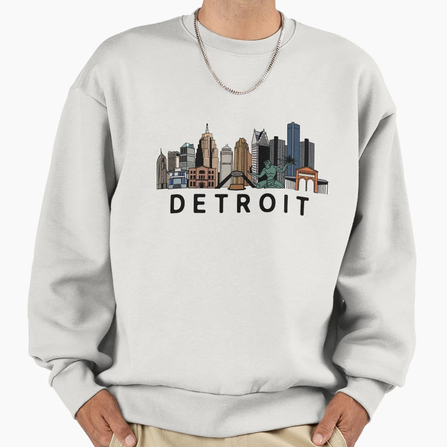 Detroit Skyline Sweatshirt - Novelty Apparel Men Women - T-Shirt, Sweatshirt, Hoodie