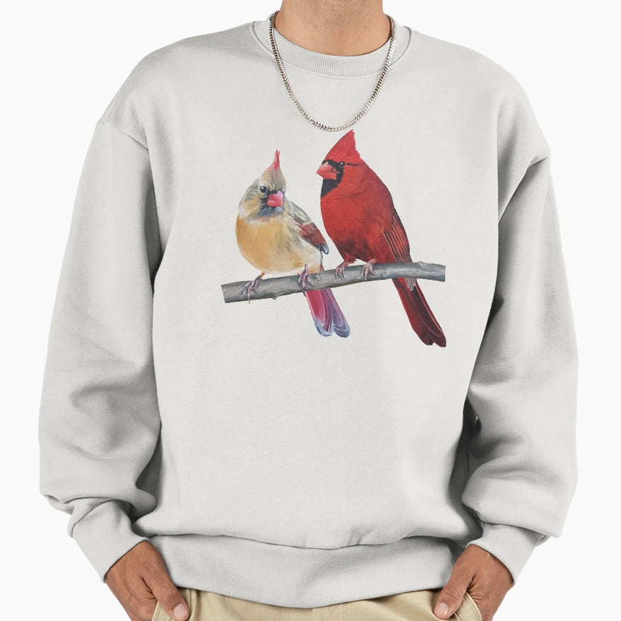 Northern Cardinals Pair Painting Sweatshirt - Custom Art Print for Adults - T-Shirt, Sweatshirt, Hoodie