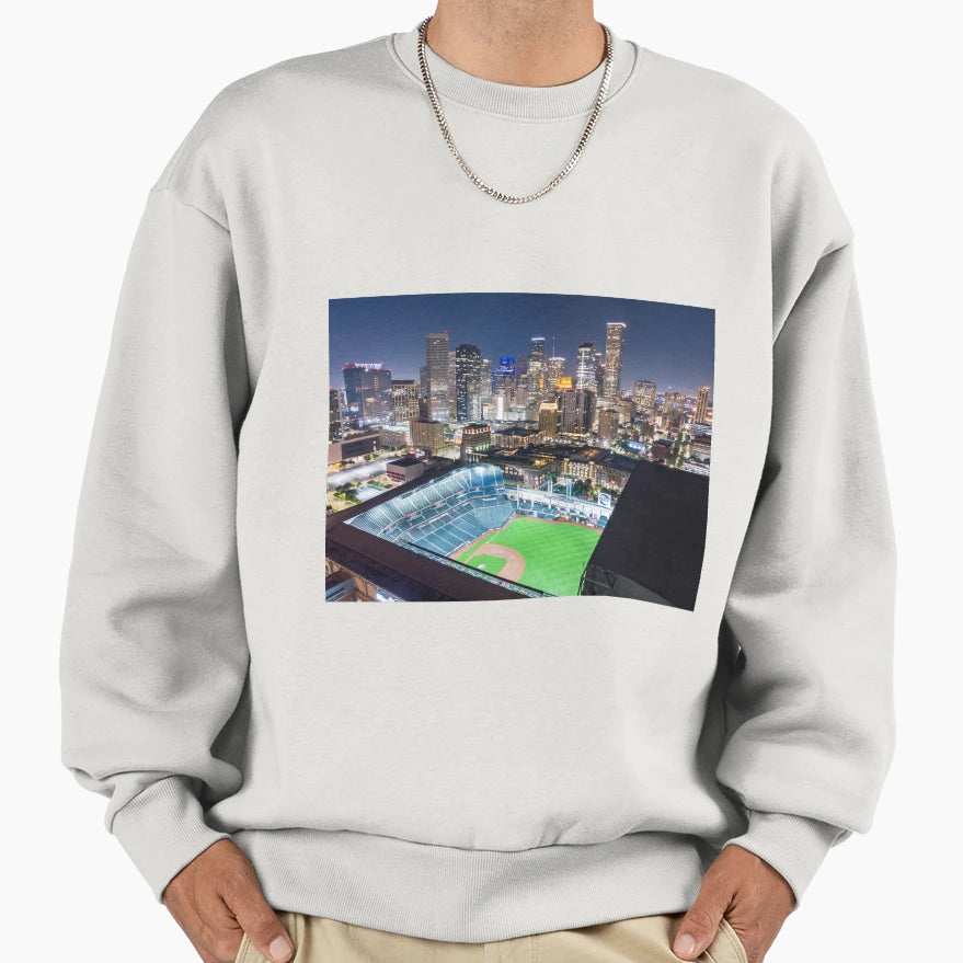 Houston Skyline Lit Up Night Minute Sweatshirt - Trendy Graphic Unisex - T-Shirt, Sweatshirt, Hoodie