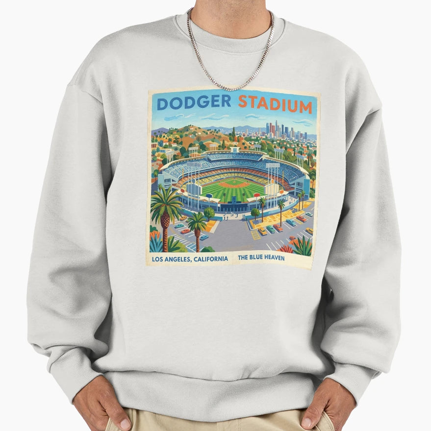 Dodger Stadium Art David Hockney Sweatshirt - Casual Everyday Wear Unisex - T-Shirt, Sweatshirt, Hoodie