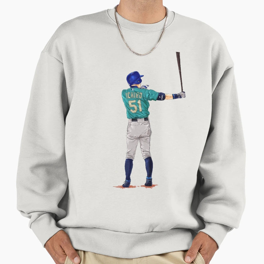 Baseball Art Ichiro Suzuki Stance Sweatshirt - Minimalist Print Men Women - T-Shirt, Sweatshirt, Hoodie
