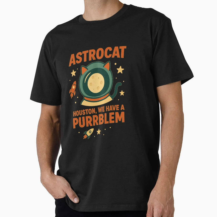 Astrocat Space Cat Moon Helmet Funny T-Shirt - Trendy Graphic Unisex - T-Shirt, Sweatshirt, Hoodie
