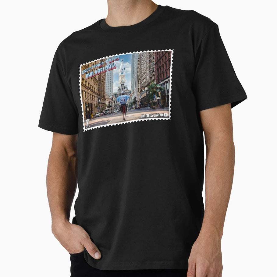 Philly Captain Postcard T-Shirt - Novelty Apparel for Adults - T-Shirt, Sweatshirt, Hoodie