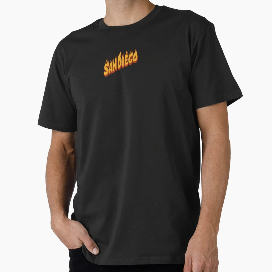 San Diego Psychedelic Flame Typography T-Shirt - Unique Graphic for Adults - T-Shirt, Sweatshirt, Hoodie