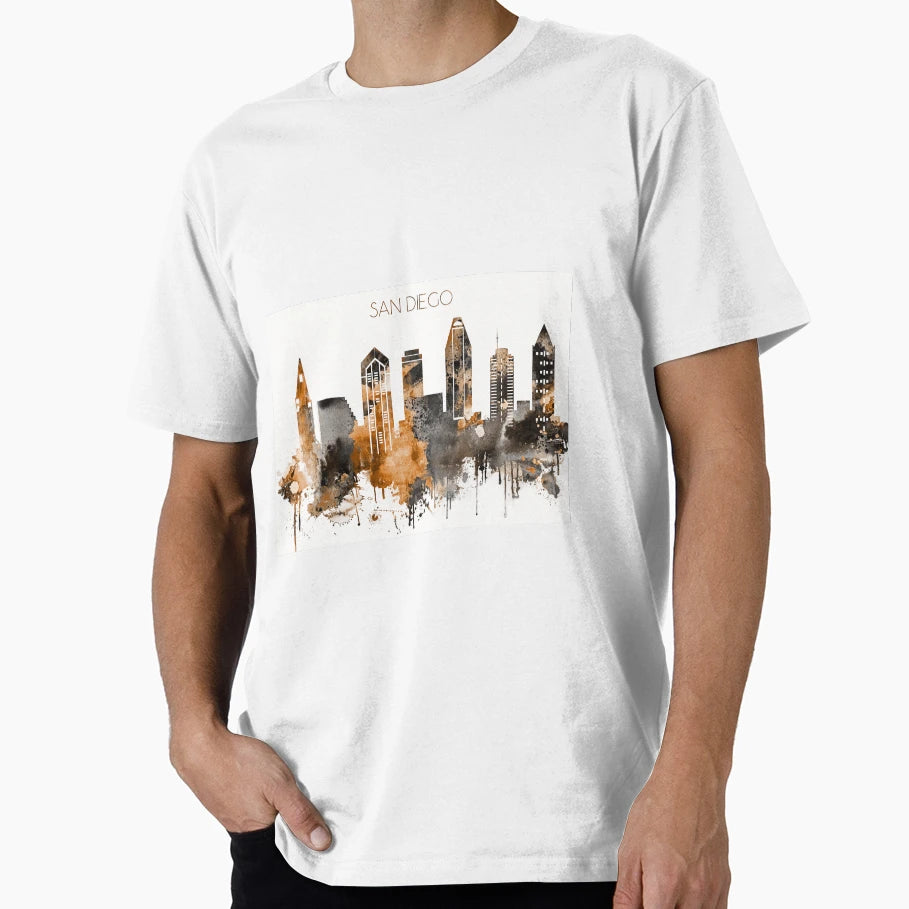 San Diego California City Warm Skyline T-Shirt - Custom Art Print Men Women - T-Shirt, Sweatshirt, Hoodie