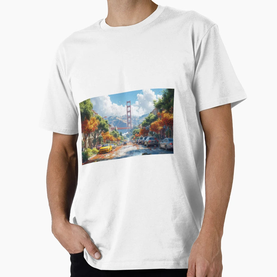 Golden Gate Bridge Autumn Splendor T-Shirt - Custom Art Print for Adults - T-Shirt, Sweatshirt, Hoodie