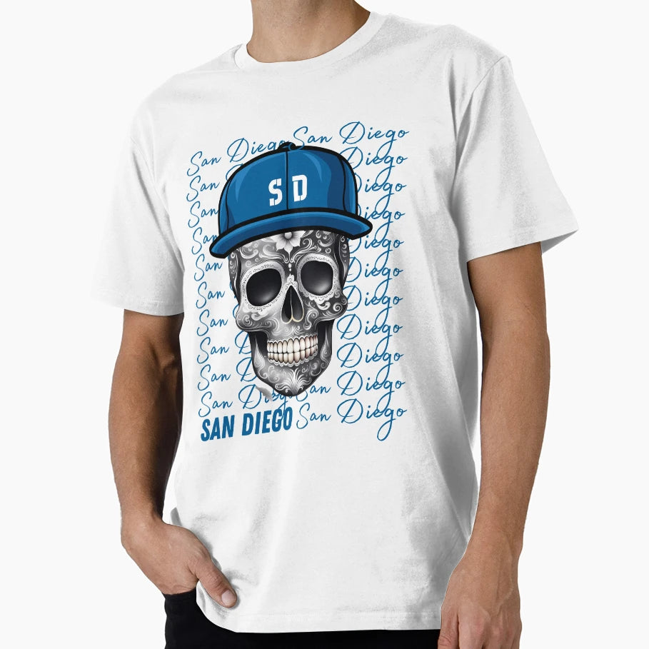 San Diego Sugar Skull T-Shirt - Custom Art Print Unisex - T-Shirt, Sweatshirt, Hoodie